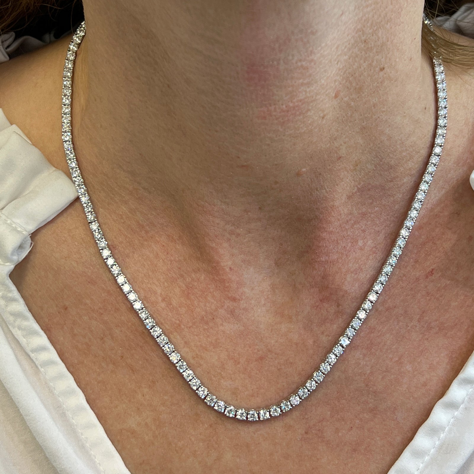 10 Carat Diamond Tennis Necklace | Lab-Created | 14K White Gold – Klein's  Jewelry